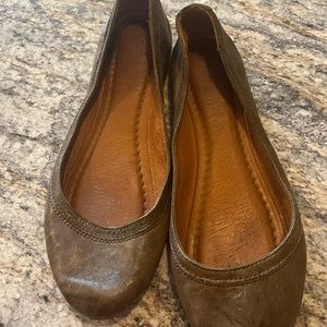 Olive green/brown Frye flats size 6.5